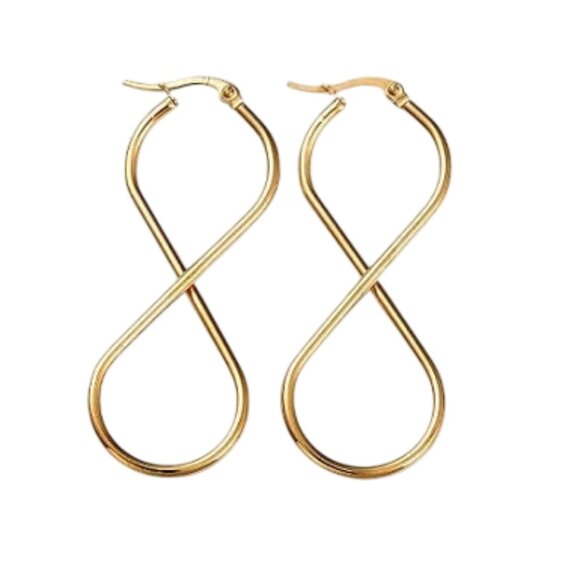 2 1/4 Inch 55mm Hoop Gold Tone Pierced Post Earrings - Picture 3 of 5